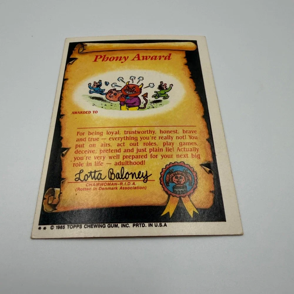 1985 Topps Garbage Pail Kids Series 3 Ventilated Vinnie 82b Matte Sticker Card - Picture 4 of 5